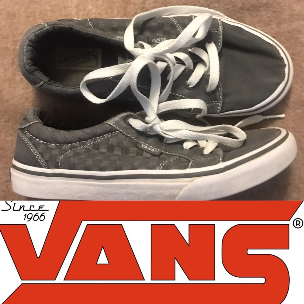 Vans Boys Gray Checkered Lace Up Sneakers